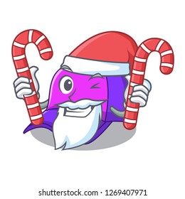 Santa with candy baseball cap in shape cartoon beautiful