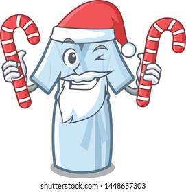 Santa with candy bathrobe isolated with in the cartoon