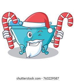 Santa with candy bathtub character cartoon style