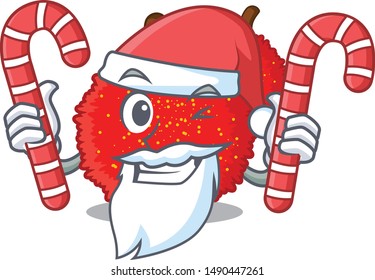 Santa with candy bayberry isolated with in the cartoon