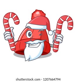 Santa with candy beanie hat isolated on the mascot