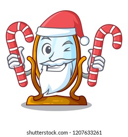 Santa with candy big dressing mirror isolated on mascot