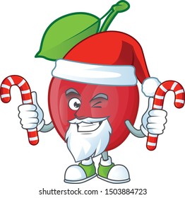 Santa with candy bing cherries fresh for design character