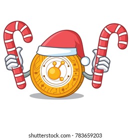 Santa with candy BitConnect coin character cartoon
