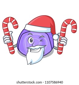 Santa with candy blueberry roll cake mascot cartoon