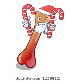 Santa with candy bone jelly candy mascot cartoon
