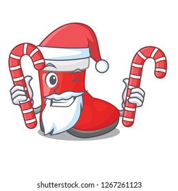 Santa with candy santa boots in shape a cartoon