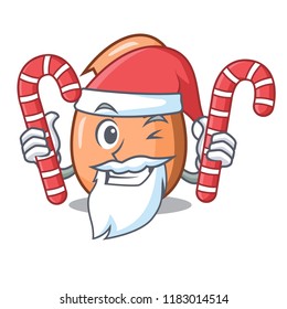 Santa with candy broken egg isolated on the mascot