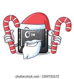 Santa with candy button home in the cartoon shape