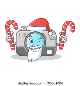 Santa with candy camera caharacter cartoon design