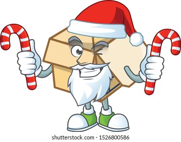 Santa with candy cardboard open isolated on white background