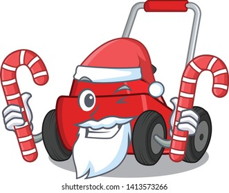 Santa with candy cartoon lawnmower 