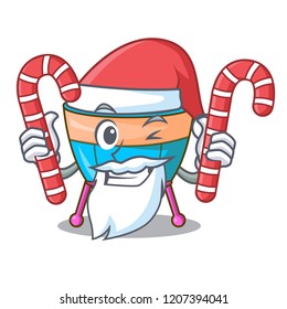 Santa with candy cartoon timpani isolated on the mascot
