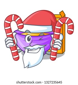 Santa with candy cereal box isolated with the cartoons