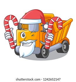 Santa with candy character truck dump on trash construction