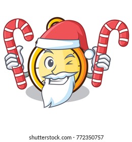 Santa with candy chronometer character cartoon style