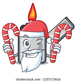 Santa with candy cigarette lighters are placed cartoon bags