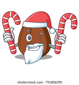 Santa with candy coffee bean mascot cartoon