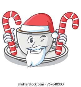 Santa with candy coffee character cartoon style