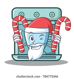 Santa with candy coffee maker character cartoon