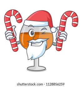 Santa with candy cognac ballon glass mascot cartoon