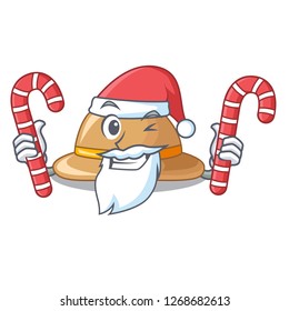 Santa with candy cork hat in a cartoon style