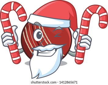 Santa with candy cricket ball in the character column