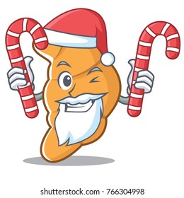 Santa with candy croissant character cartoon style