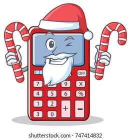 Santa with candy cute calculator character cartoon