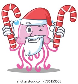 Santa with candy cute jellyfish character cartoon