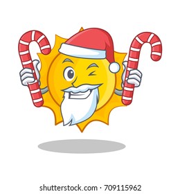 Santa with candy cute sun character cartoon
