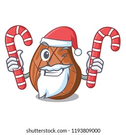 Santa with candy delicious beef steak isolated on mascot