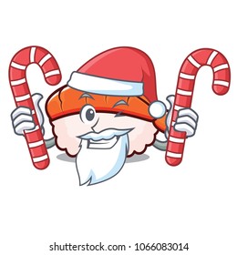 Santa with candy ebi sushi mascot cartoon