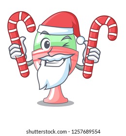 Santa with candy in egg cup isolated on character