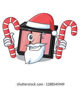 Santa with candy eye shadow above character dressing table
