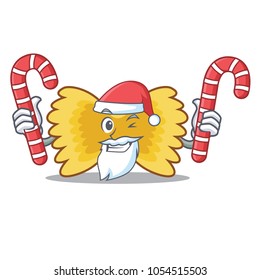 Santa with candy Farfalle pasta mascot cartoon