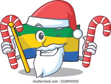 Santa with candy flag gabon stored in drawer character