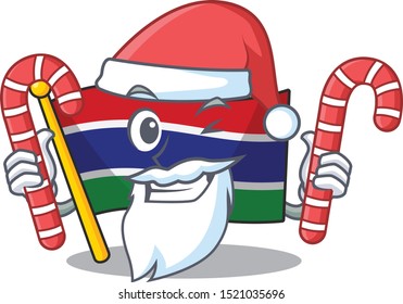 Santa with candy flag gambia placed in mascot drawer
