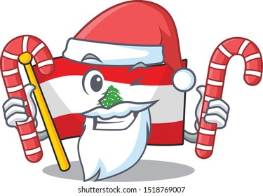 Santa with candy flag lebanon with the character shape