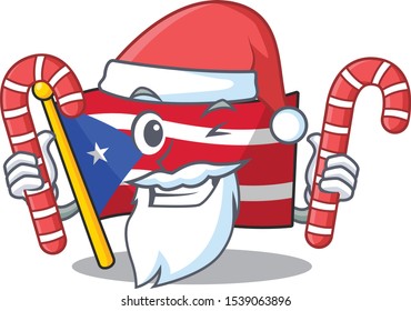 Santa with candy flag puerto rico the mascot shape