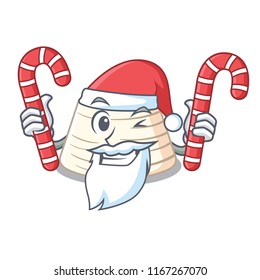 Santa with candy fresh ricotta cheese on mascot cartoon