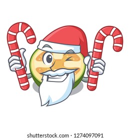 Santa with candy fruit feijoa isolated on the mascot