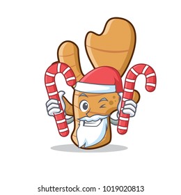Santa with candy ginger mascot cartoon style