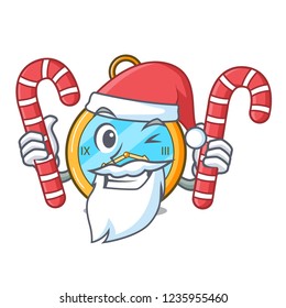 Santa with candy gold vintage clock with picture cartoon