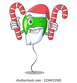 Santa with candy green balloon on character plastic stick