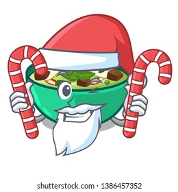 Santa with candy green churry isolated with the cartoon