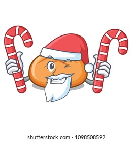 Santa with candy hamburger bun mascot cartoon Santa with candy hamburger bun mascot cartoon
