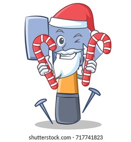 Santa with candy hammer character cartoon emoticon