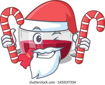 Santa with candy hibiscus tea in a cartoon bottle