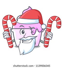 Santa with candy ice cream paper cup mascot cartoon